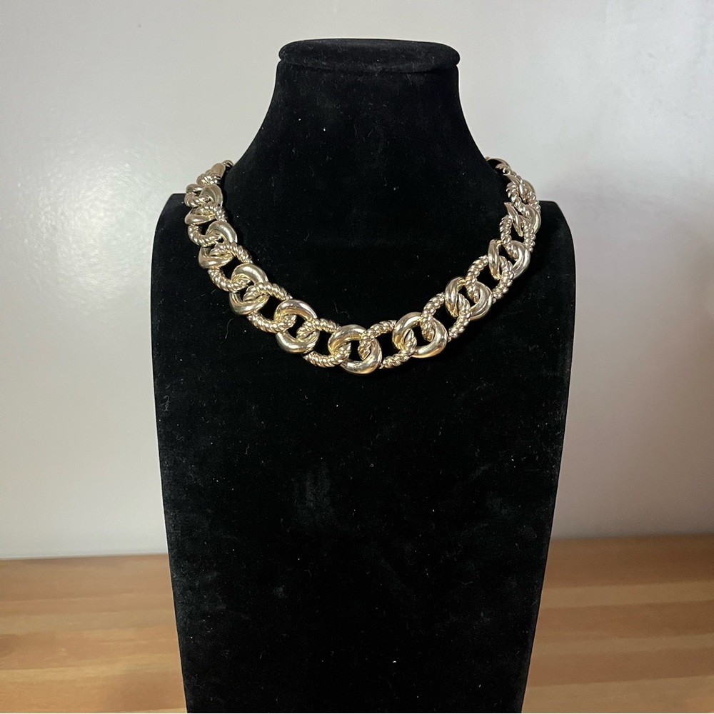 Gold-tone Vintage-style Chunky Chain Statement Necklace Set of 2- Women Jewelry - Picture 10 of 11